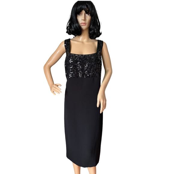 Tahari Arthur S. Levine Black Sequin Sleeveless Square Neckline dress size 20W - Picture 2 of 12